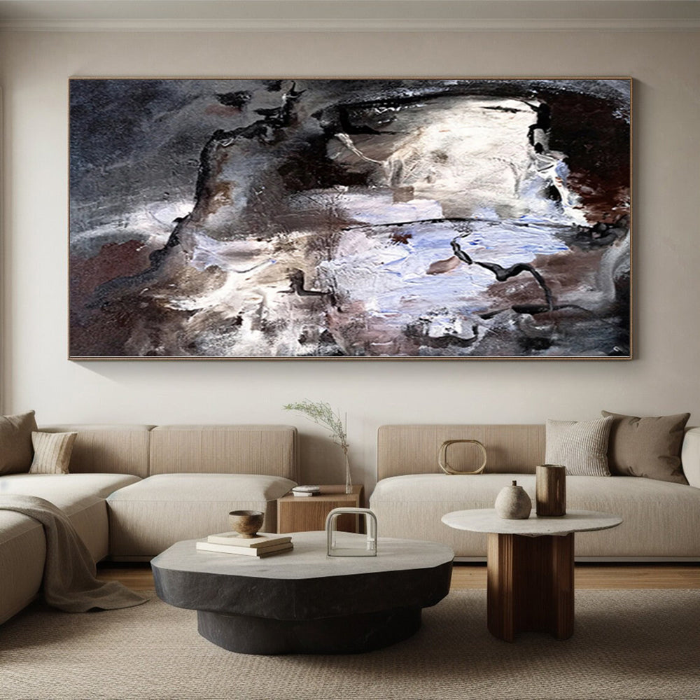 “Monochrome Abstract Intrigue” - Modern Abstract Painting On Canvas PS0048