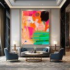 “Colorful Abstract Layered Collage” - Contemporary Abstract Painting On Canvas PT2010