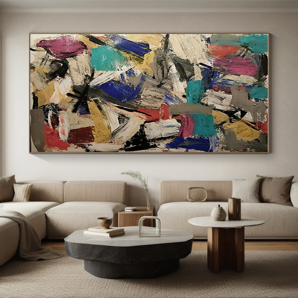“Vibrant Color Blocks Abstract” - Multicolor Abstract Expressionist Painting On Canvas PS0727