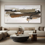 “Brown - White Layered Abstraction” - Brown, White, Black Abstract Painting On Canvas PS0496