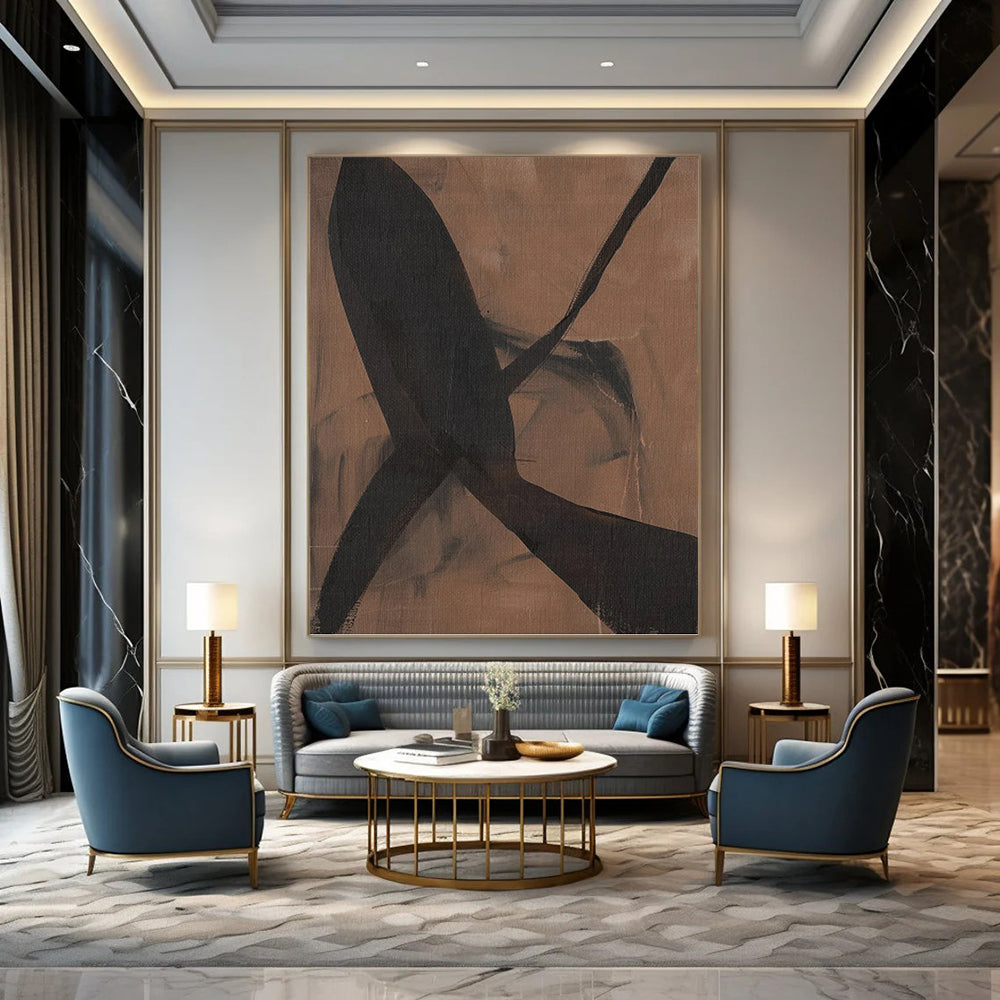 “Brown - Black Intertwined Forms” - Abstract Expressionist Painting On Canvas PT1156