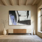 “Black, Gray, and Purple Abstract” - Abstract Ink Painting On Canvas DKS852