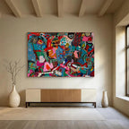“Vibrant Abstract Mosaic” - Cubist - Inspired Painting On Canvas PT242