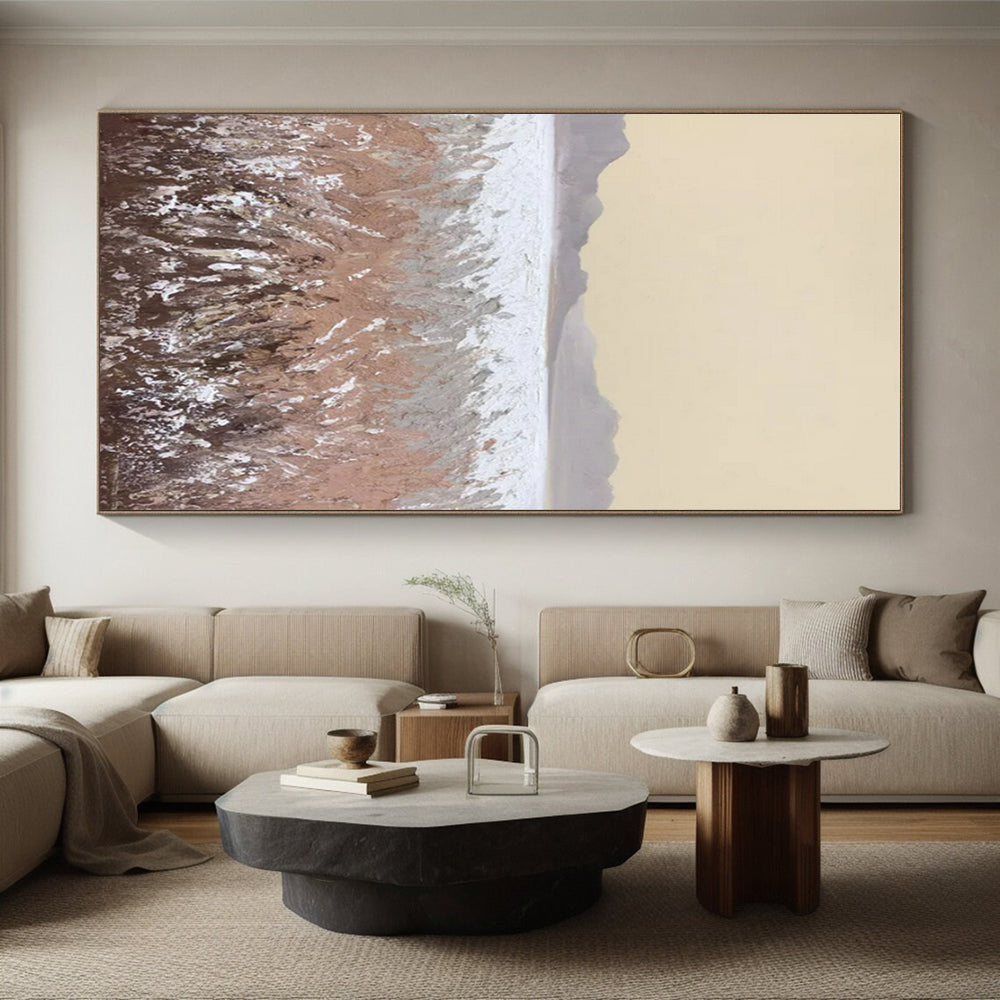Beige, Brown, Gray Textured Landscape “Desert Calm” - Painting On Canvas PS0806