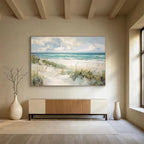Coastal Serenity in Blue - Green Landscape Painting On Canvas DKS171