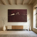 Burgundy and Beige Abstract Silhouette Minimalist Abstract Painting On Canvas DKS141