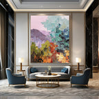 “Pastel - Toned Abstract Landscape” - Impasto Landscape Painting On Canvas PT1278