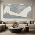 “Gray - White Minimalist Shapes” - Gray, White Minimalist Abstract Painting On Canvas PS0436
