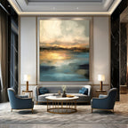 “Soft Abstract Sunset Reflection” - Abstract Landscape Painting On Canvas PT1940