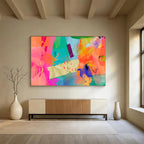 “Vibrant Color Collage” Mixed - Media Abstract Painting On Canvas DKS199