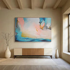 Blue, Pink & Yellow Fluid Abstract Painting On Canvas DKS021