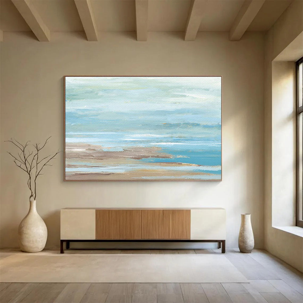 “Coastal Hues” - Serene Beach Landscape Painting On Canvas DKS421