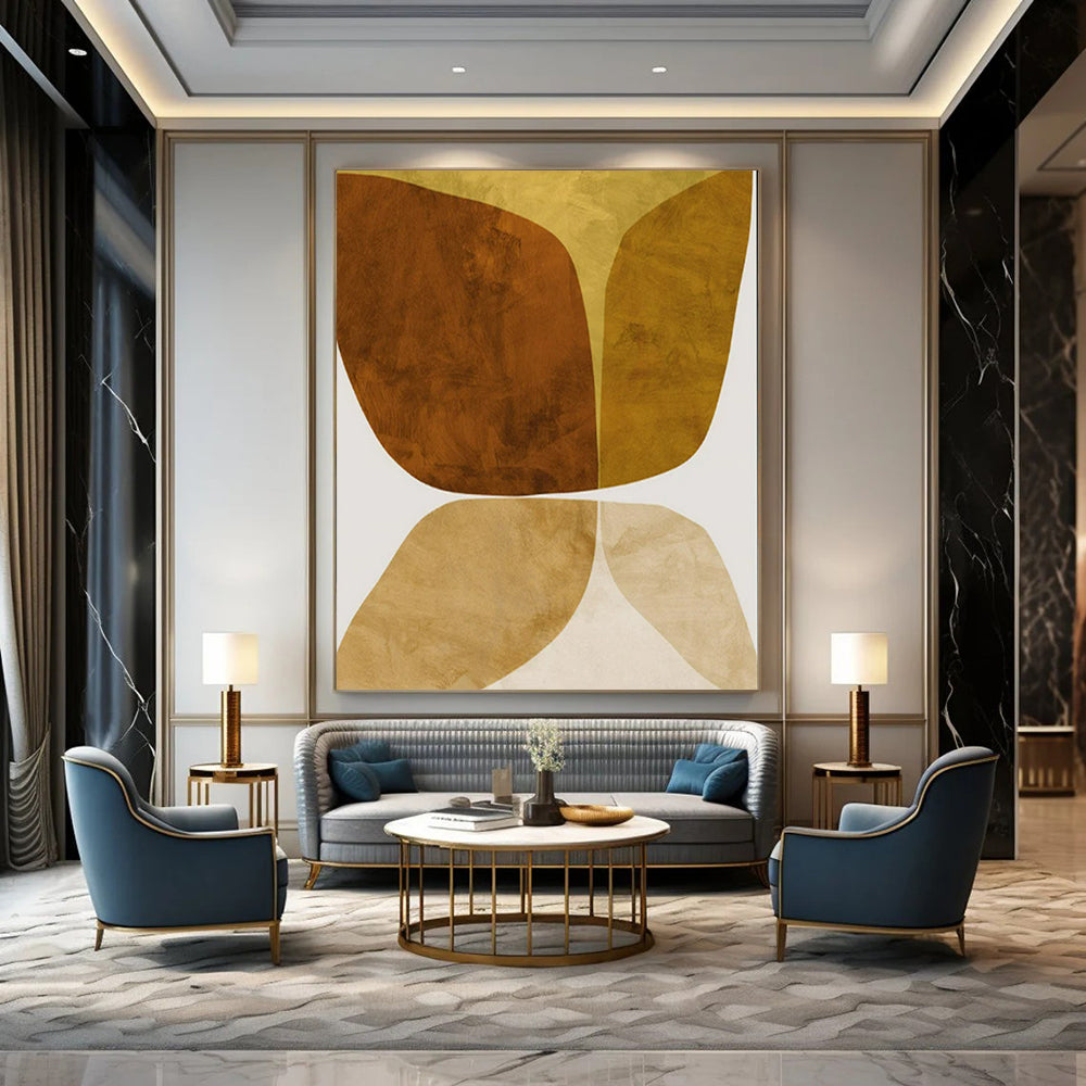 “Brown - Beige Forms” - Minimalist Abstract Painting On Canvas PT2310