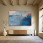 “Muted Blue Landscape” - Abstract Seascape Painting On Canvas DKS477