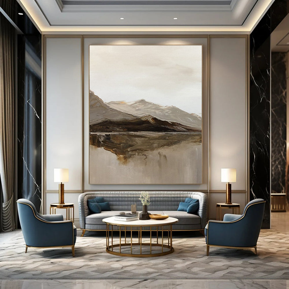 “Mountain and Lake Reflection” - Landscape - Inspired Abstract Painting On Canvas DS358