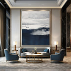 “Moody Gray and Blue Abstract Landscape” - Abstract, Atmospheric Painting On Canvas PT1540