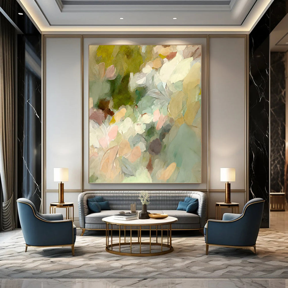 “Soft Color Flower Abstract” - Minimalist Floral Painting On Canvas PT1352