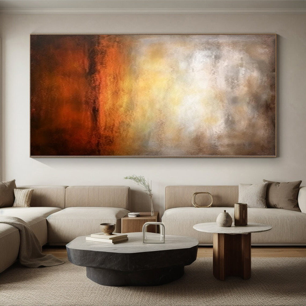 “Warm Toned Abstract Sunset Scene” - Serene Abstract Painting On Canvas PS0287