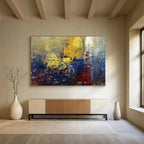 “Golden - Blue Abstract Fusion” Abstract Painting On Canvas DKS193