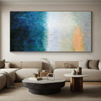 “Blue - Orange Abstract Coastal Horizon” - Serene Seascape Painting On Canvas PS0346