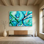 “Swirled Teal - Green Abstract” - Fluid Acrylic Painting on Canvas DKS917