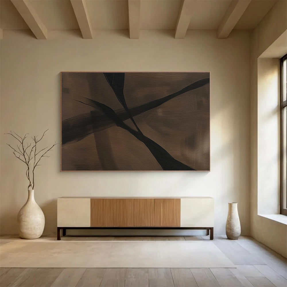 “Brown and Black Ethereal Abstract” - Abstract Painting on Canvas, Fits Study & Library DKS585
