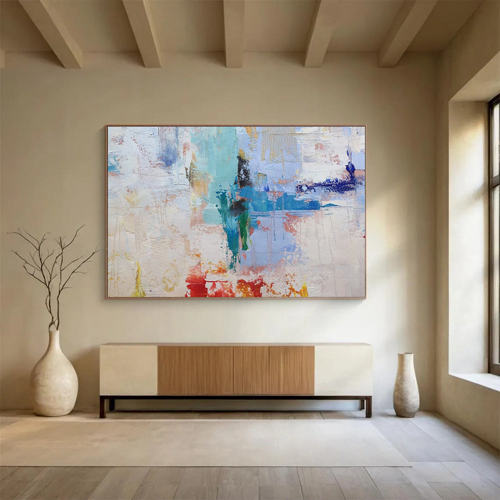 Pastel - Toned Abstract Splashes Modern Abstract Painting On Canvas DKS113
