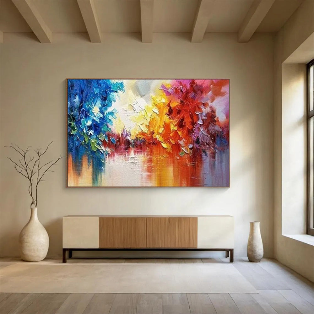 “Colorful Abstract Trees” - Vibrant Landscape Painting On Canvas PT186