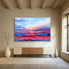 “Pink - Purple Seaside Sunset” Abstract Painting On Canvas DKS287