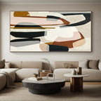 “Pastel Geometric Fusion” - Pink, Brown, Gray, Black Abstract Cubist Painting On Canvas PS0670