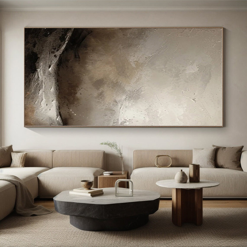 “Gray Textured Landscape” - Gray Abstract Textured Landscape Painting On Canvas PS0550