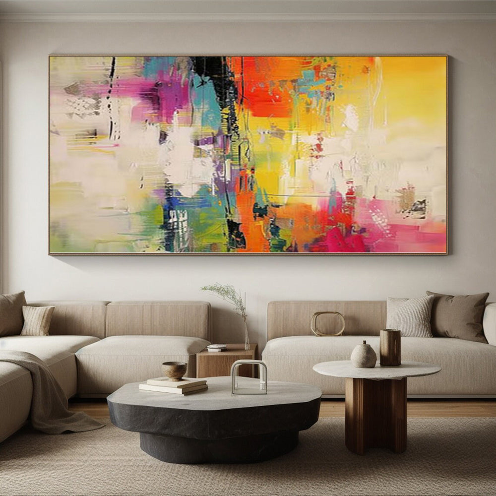 “Vibrant Abstract Landscape in Bright Colors” - Expressive Abstract Painting On Canvas PS0235