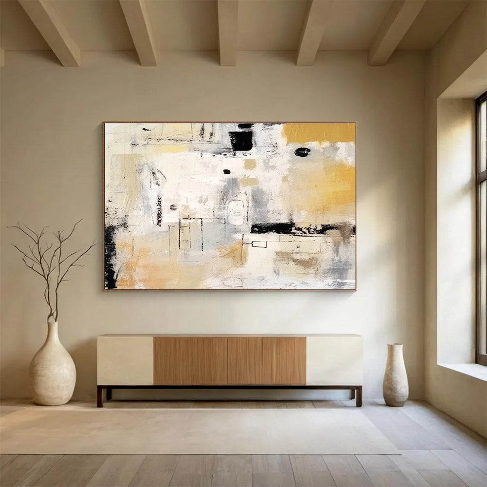 “Neutral Tones Abstract Composition” - Modern Abstract Painting On Canvas PT061