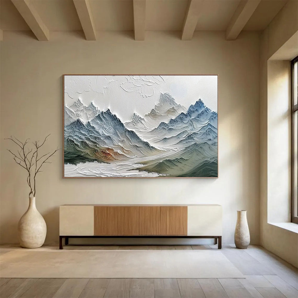 “3D Textured Mountain Range” - Sculptural Landscape Painting On Canvas DKS453