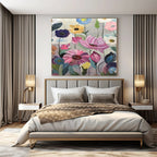 Colorful Flowers with Textured Petals "Blooming Textures" Impressionist Painting On Canvas PS1306