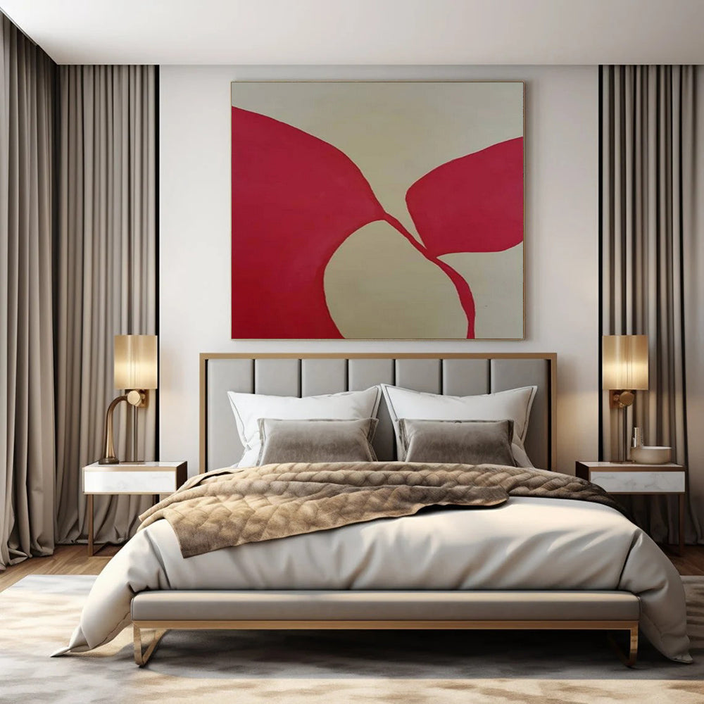 Red and Beige Organic, "Fluid Forms" – Organic Abstract Painting On Canvas PS0998