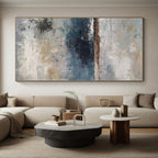 “Gray - Blue Coastal Abstraction” - Gray, Blue, Brown Abstract Painting On Canvas PS0471
