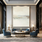 “Neutral Tones Abstract Landscape” - Beige, Gray & Subtle Greens Painting On Canvas DS224