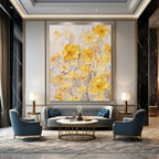 “Yellow Floral Relief” - Textured Floral Painting On Canvas DS289