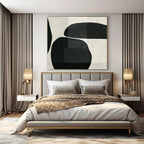 Black, White with Curved Shapes "Organic Flow" Abstract Painting On Canvas PS1448
