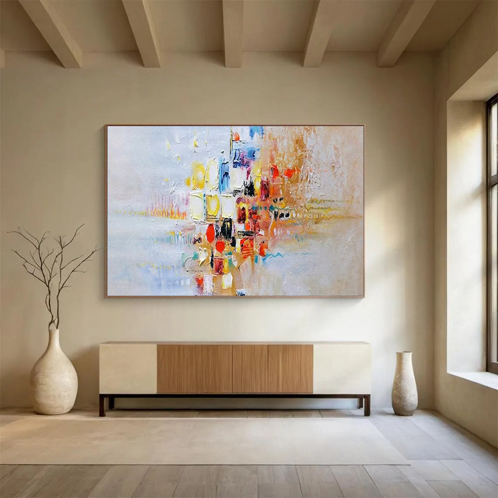 “Colorful Urban Abstract” - Vibrant Cityscape Painting On Canvas PT180