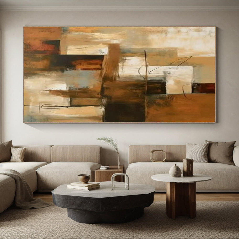 “Layered Abstract Composition” - Brown, Beige, Gray Abstract Layered Painting PS0600
