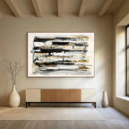 “Black, Gray, and Gold Abstract” - Minimalist Abstract Painting On Canvas DKS846