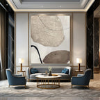 “Beige - Brown Textured Shapes” - Textural Abstract Painting On Canvas PT1121