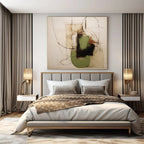 Black, Green, Beige with Curved Lines and Shapes "Organic Fusion" Abstract Painting On Canvas PS1294