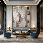 “Neutral Geometric Abstract” - Minimalist Abstract Painting On Canvas PT1307