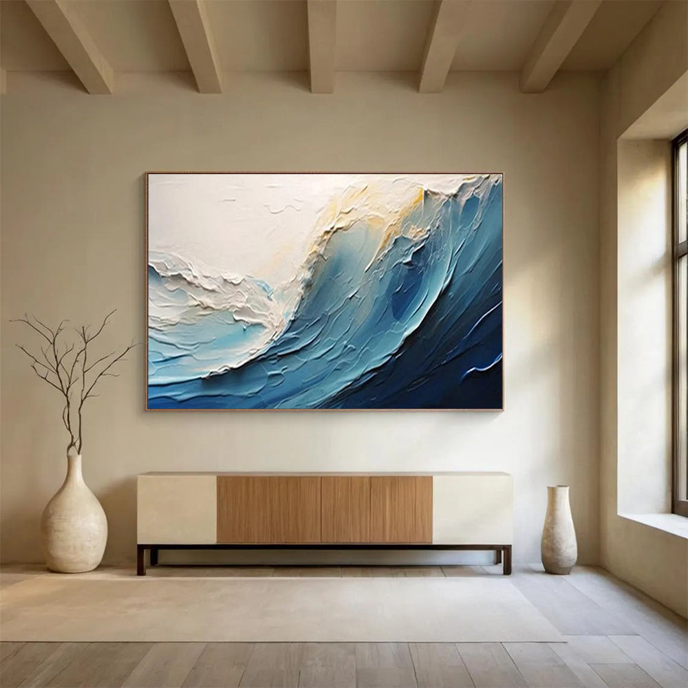 “Impasto - Blue Ocean Wave” - Dynamic - Seaside Painting On Canvas PT1554