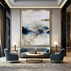 “Blue and White Abstract Splash” - Abstract, Cool - Colored Painting On Canvas PT1521