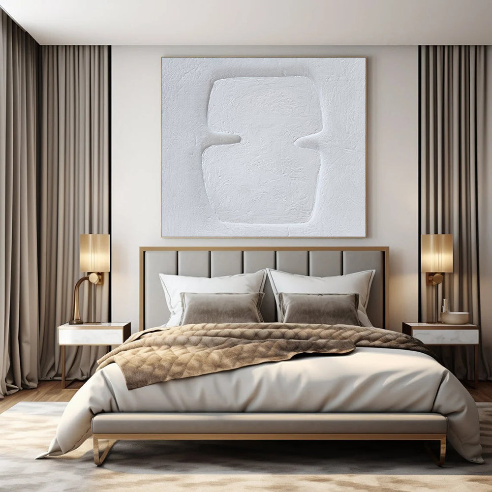 All - White Textured, "Pure Silhouette" – Textured Abstract Painting On Canvas PS0994