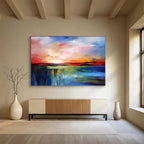 Vibrant Sunset Landscape Impressionist Landscape Painting On Canvas DKS157